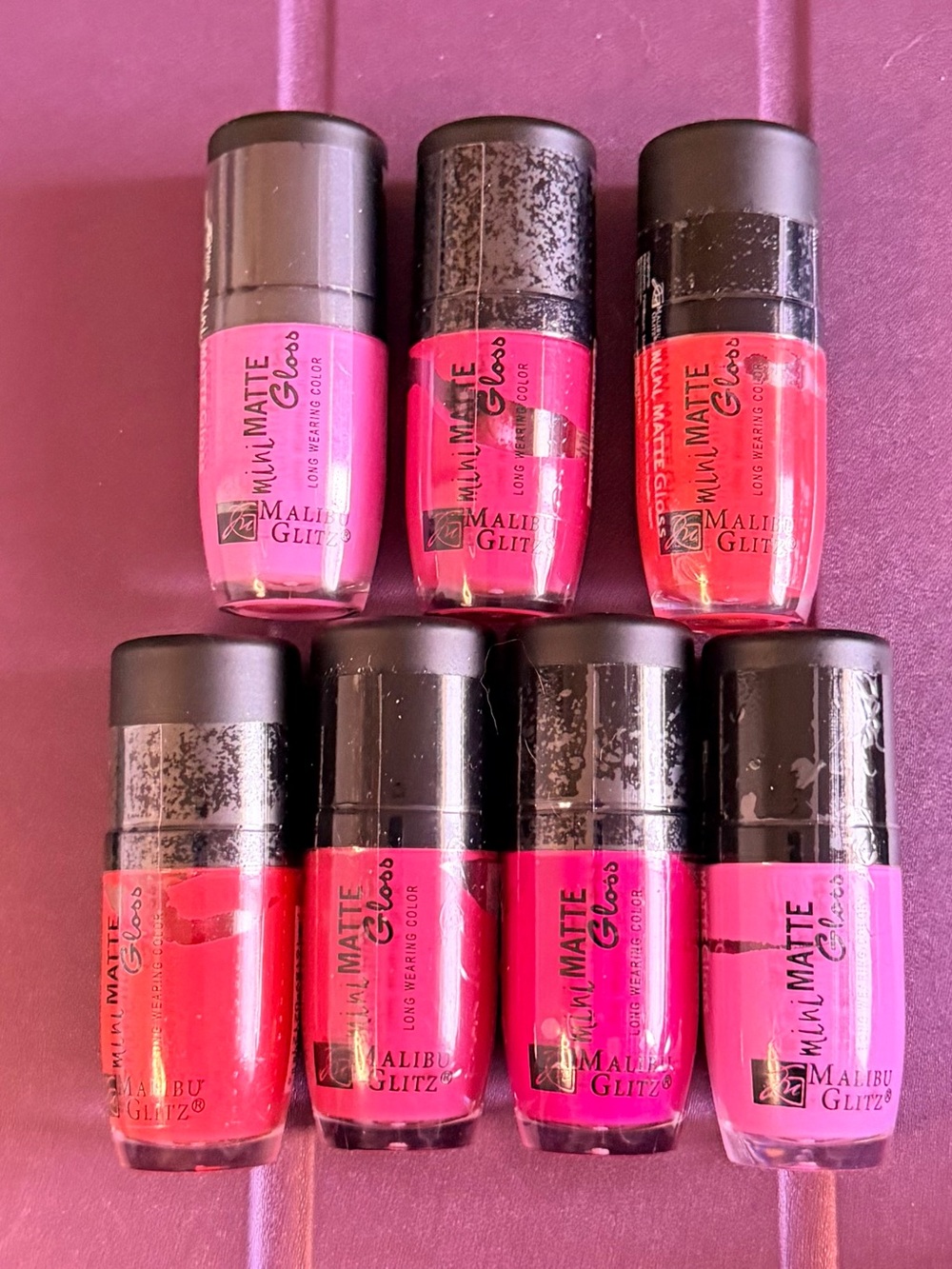 Malibu Glitz  Matte Lip Gloss Set — Assorted Pink & Red Shades